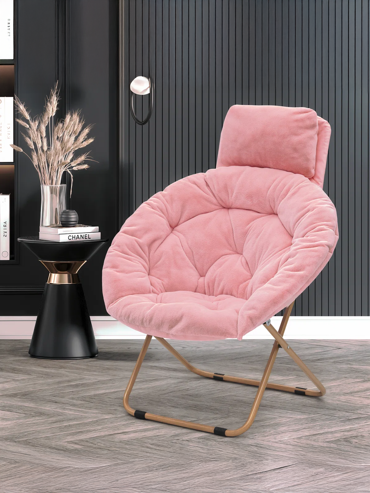 Foldable Saucer Chair with Headrest