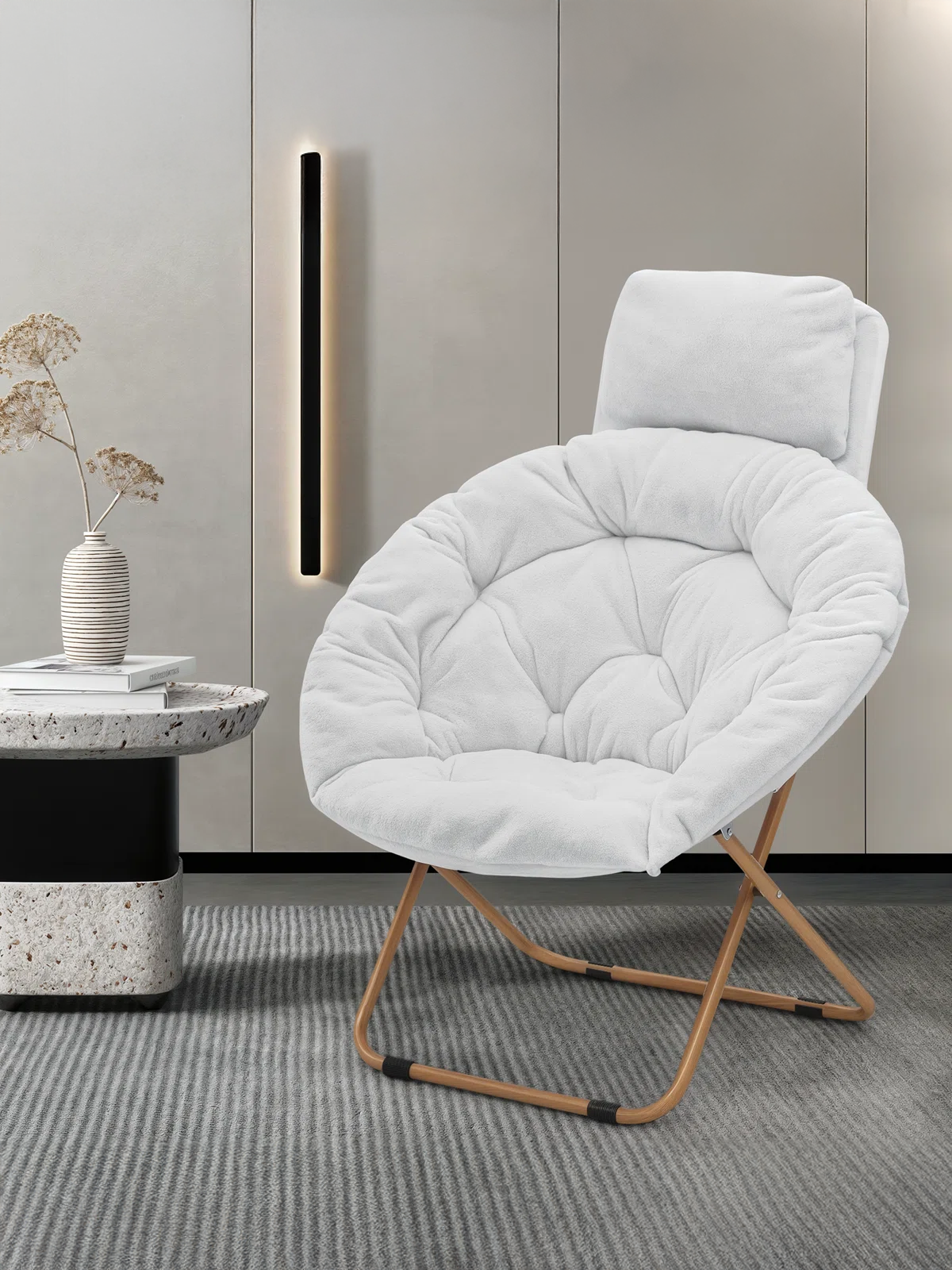 Foldable Saucer Chair with Headrest