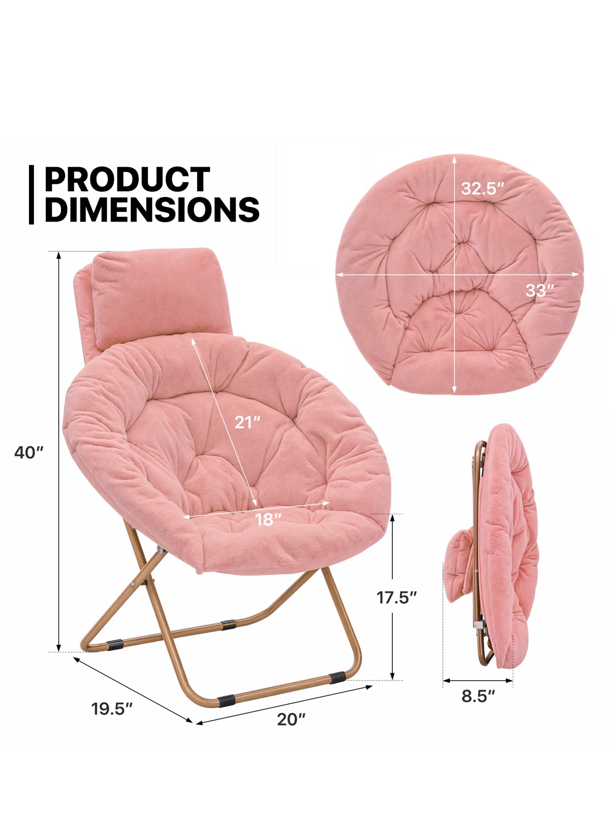 Foldable Saucer Chair with Headrest