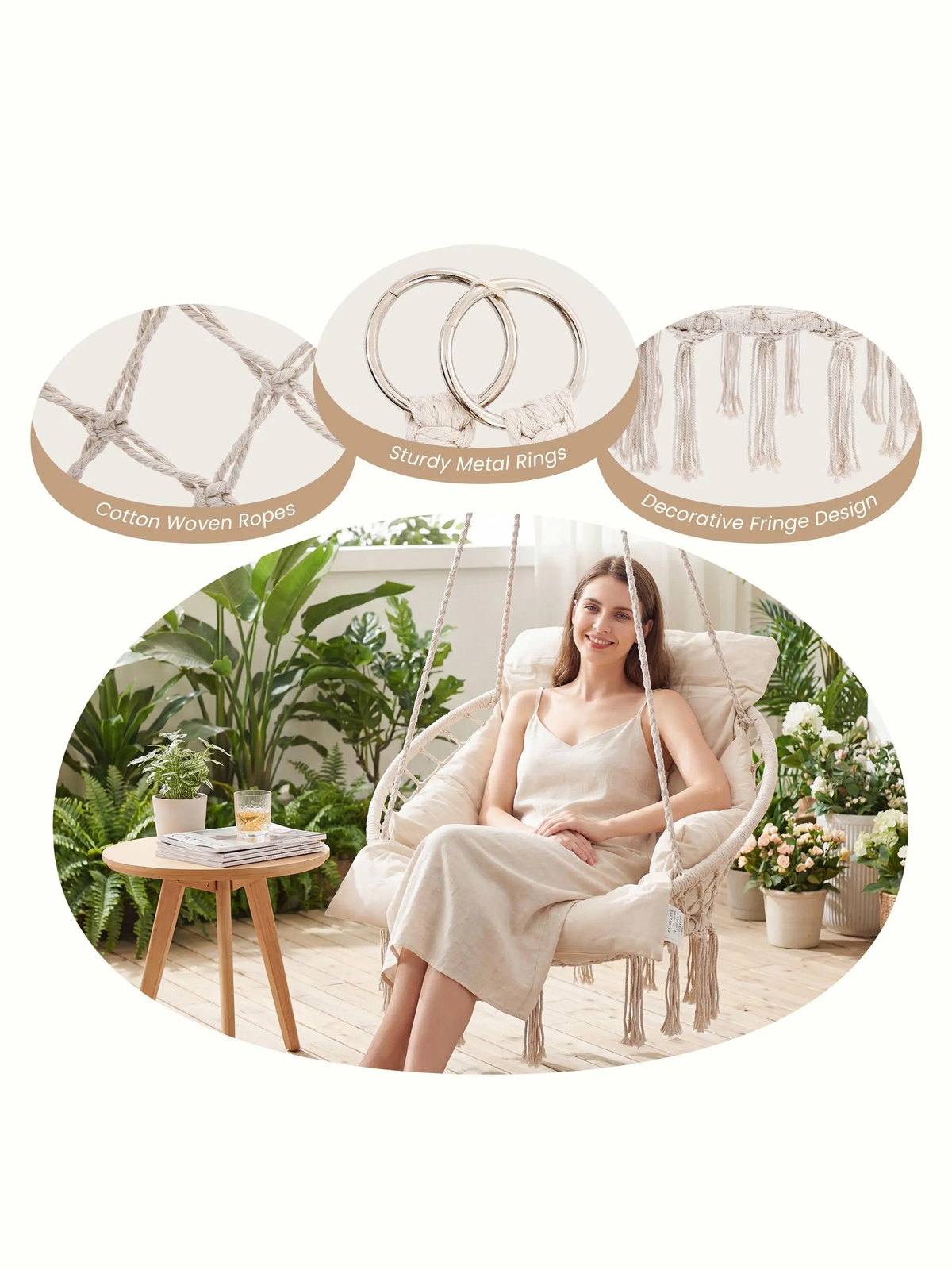 Macrame Style Single Hammock Chair